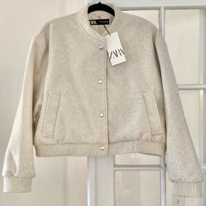 Zara Soft Felted Cropped Bomber Jacket